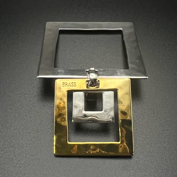 Robert Lee Morris RLM Studio Sterling 925 & Brass Modernist Square Pendant - Picture 8 of 10